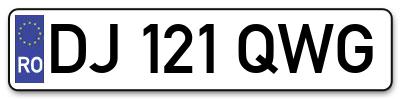 Placuta inmatriculare numar auto  DJ-121-QWG, DJ 121 QWG, DJ121QWG