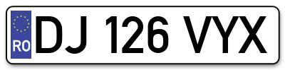 Placuta inmatriculare numar auto  DJ-126-VYX, DJ 126 VYX, DJ126VYX