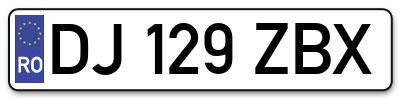 Placuta inmatriculare numar auto  DJ-129-ZBX, DJ 129 ZBX, DJ129ZBX