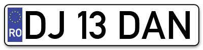 Placuta inmatriculare numar auto  DJ-13-DAN, DJ 13 DAN, DJ13DAN