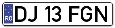 Placuta inmatriculare numar auto  DJ-13-FGN, DJ 13 FGN, DJ13FGN