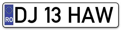 Placuta inmatriculare numar auto  DJ-13-HAW, DJ 13 HAW, DJ13HAW