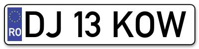 Placuta inmatriculare numar auto  DJ-13-KOW, DJ 13 KOW, DJ13KOW