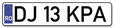Placuta inmatriculare numar auto  DJ-13-KPA, DJ 13 KPA, DJ13KPA