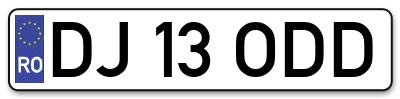 Placuta inmatriculare numar auto  DJ-13-ODD, DJ 13 ODD, DJ13ODD
