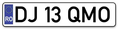 Placuta inmatriculare numar auto  DJ-13-QMO, DJ 13 QMO, DJ13QMO