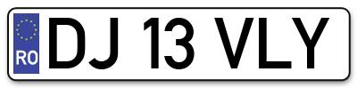 Placuta inmatriculare numar auto  DJ-13-VLY, DJ 13 VLY, DJ13VLY