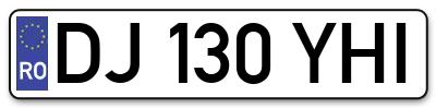 Placuta inmatriculare numar auto  DJ-130-YHI, DJ 130 YHI, DJ130YHI