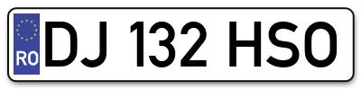 Placuta inmatriculare numar auto  DJ-132-HSO, DJ 132 HSO, DJ132HSO