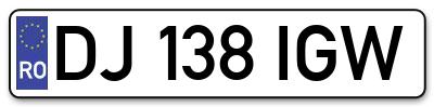 Placuta inmatriculare numar auto  DJ-138-IGW, DJ 138 IGW, DJ138IGW