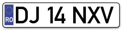 Placuta inmatriculare numar auto  DJ-14-NXV, DJ 14 NXV, DJ14NXV