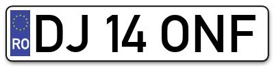 Placuta inmatriculare numar auto  DJ-14-ONF, DJ 14 ONF, DJ14ONF
