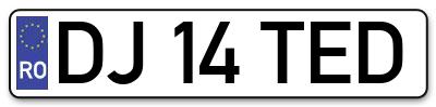 Placuta inmatriculare numar auto  DJ-14-TED, DJ 14 TED, DJ14TED