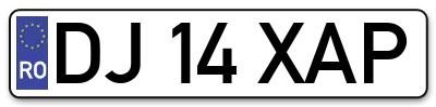 Placuta inmatriculare numar auto  DJ-14-XAP, DJ 14 XAP, DJ14XAP