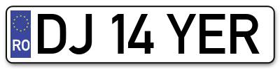Placuta inmatriculare numar auto  DJ-14-YER, DJ 14 YER, DJ14YER