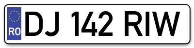 Placuta inmatriculare numar auto  DJ-142-RIW, DJ 142 RIW, DJ142RIW