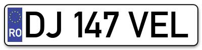 Placuta inmatriculare numar auto  DJ-147-VEL, DJ 147 VEL, DJ147VEL