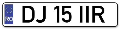 Placuta inmatriculare numar auto  DJ-15-IIR, DJ 15 IIR, DJ15IIR