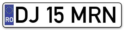 Placuta inmatriculare numar auto  DJ-15-MRN, DJ 15 MRN, DJ15MRN