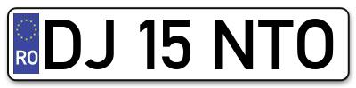Placuta inmatriculare numar auto  DJ-15-NTO, DJ 15 NTO, DJ15NTO