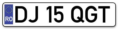 Placuta inmatriculare numar auto  DJ-15-QGT, DJ 15 QGT, DJ15QGT