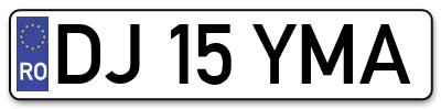 Placuta inmatriculare numar auto  DJ-15-YMA, DJ 15 YMA, DJ15YMA