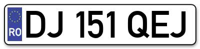 Placuta inmatriculare numar auto  DJ-151-QEJ, DJ 151 QEJ, DJ151QEJ