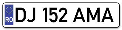 Placuta inmatriculare numar auto  DJ-152-AMA, DJ 152 AMA, DJ152AMA