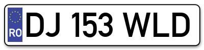 Placuta inmatriculare numar auto  DJ-153-WLD, DJ 153 WLD, DJ153WLD