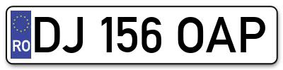 Placuta inmatriculare numar auto  DJ-156-OAP, DJ 156 OAP, DJ156OAP