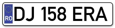 Placuta inmatriculare numar auto  DJ-158-ERA, DJ 158 ERA, DJ158ERA
