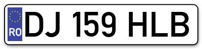 Placuta inmatriculare numar auto  DJ-159-HLB, DJ 159 HLB, DJ159HLB