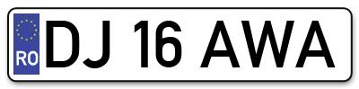 Placuta inmatriculare numar auto  DJ-16-AWA, DJ 16 AWA, DJ16AWA