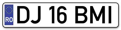 Placuta inmatriculare numar auto  DJ-16-BMI, DJ 16 BMI, DJ16BMI