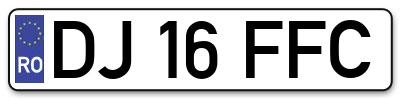 Placuta inmatriculare numar auto  DJ-16-FFC, DJ 16 FFC, DJ16FFC