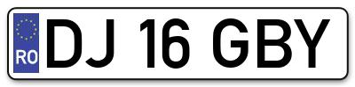 Placuta inmatriculare numar auto  DJ-16-GBY, DJ 16 GBY, DJ16GBY