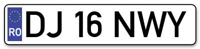 Placuta inmatriculare numar auto  DJ-16-NWY, DJ 16 NWY, DJ16NWY