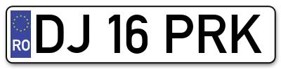 Placuta inmatriculare numar auto  DJ-16-PRK, DJ 16 PRK, DJ16PRK