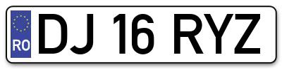 Placuta inmatriculare numar auto  DJ-16-RYZ, DJ 16 RYZ, DJ16RYZ