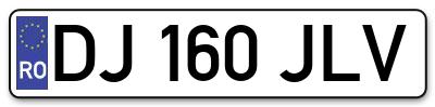 Placuta inmatriculare numar auto  DJ-160-JLV, DJ 160 JLV, DJ160JLV