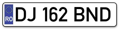 Placuta inmatriculare numar auto  DJ-162-BND, DJ 162 BND, DJ162BND