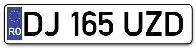 Placuta inmatriculare numar auto  DJ-165-UZD, DJ 165 UZD, DJ165UZD