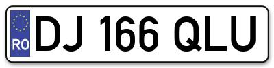 Placuta inmatriculare numar auto  DJ-166-QLU, DJ 166 QLU, DJ166QLU