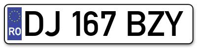 Placuta inmatriculare numar auto  DJ-167-BZY, DJ 167 BZY, DJ167BZY