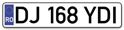 Placuta inmatriculare numar auto  DJ-168-YDI, DJ 168 YDI, DJ168YDI