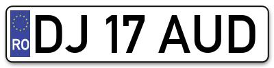 Placuta inmatriculare numar auto  DJ-17-AUD, DJ 17 AUD, DJ17AUD