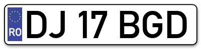 Placuta inmatriculare numar auto  DJ-17-BGD, DJ 17 BGD, DJ17BGD