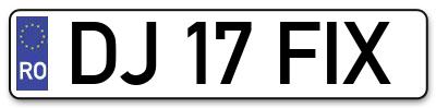Placuta inmatriculare numar auto  DJ-17-FIX, DJ 17 FIX, DJ17FIX