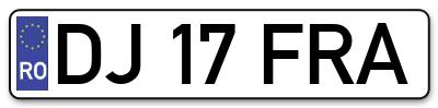 Placuta inmatriculare numar auto  DJ-17-FRA, DJ 17 FRA, DJ17FRA