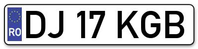 Placuta inmatriculare numar auto  DJ-17-KGB, DJ 17 KGB, DJ17KGB